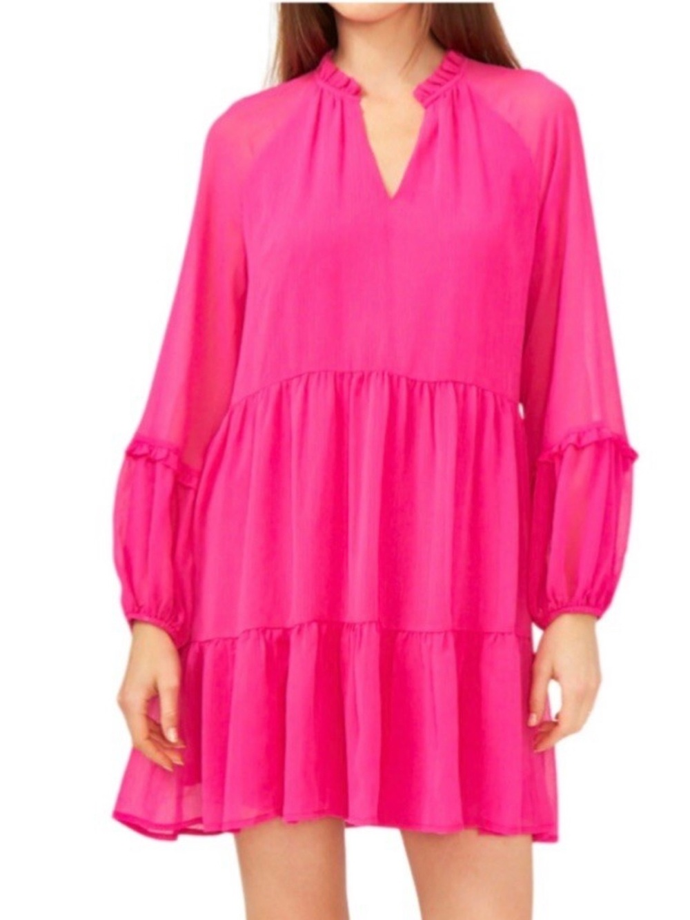 Vince Camuto Three Tiered Mini Dress, color Arresting Orchid, size Small, EUC